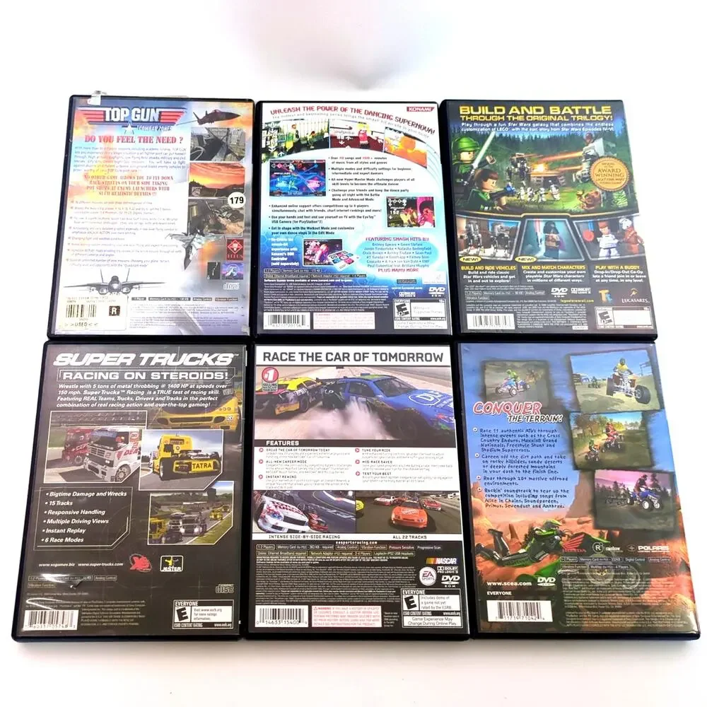 PS2 Game Lot 6: Top Gun ATV Offroad Nascar DDR Supernova LEGO Star Wars II